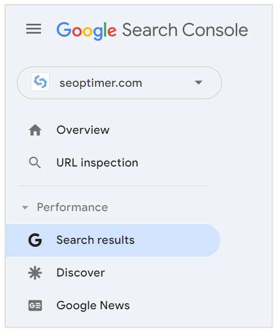 résultats de recherche de la console de recherche google